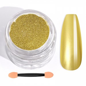 Saviland Gold Chrome Nail Powder - 1g Metallic Mirror Effect Chrome Powder for Gel Nails, Manicure Nail Art Pigments Gold Chrome Powder Nail Decoration Glitter Dust for Nail Art Gel Polish
