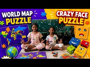 World Map Puzzle 🇮🇳🇷🇺🇺🇸🇬🇧🇦🇺🇨🇦🇰🇵🇰🇷🇯🇵 & Crazy Face Puzzle By Nikhila and Vedasya #worldmap #crazyface