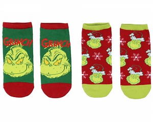 Dr. Seuss The Grinch Socks Adult Christmas Holiday No-Show Ankle Socks 2 Pairs For Women or Men - Walmart.com