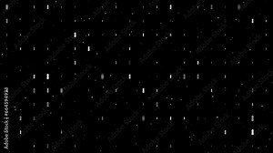 Template animation of evenly spaced beer can symbols of different sizes and opacity. Animation of transparency and size. Seamless looped 4k animation on black background with stars