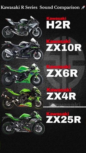 Kawasaki R Series Sound Comparison🚀🔥#kawasaki #h2r #zx10r #zx6r#zx4r #zx25r #exhaust#sound#viral