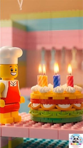 LEGO chef makes a colorful birthday cake 🎂 #legocooking #legofood #legocake #lego