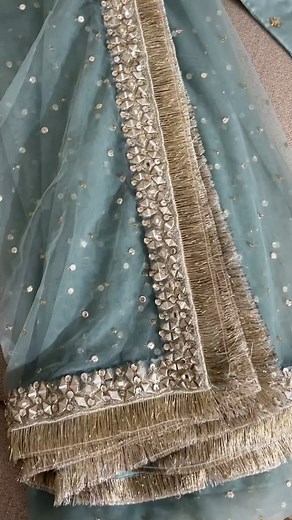 Maashal on Instagram: "Pure Raw Silk 80 grams Shirt & Farshi Shalwar with hand embellishments. Pure Net handmade dupatta with mirror work border and kiran. Its made to order. It can be customised in any fabric, color, style & measurements. For order & details please contact on our WhatsApp number +923344882076. #desi #desiinspo #shaadi #weddingfits #weddinginspiration #trends #outfitinspiration #explore #reels #pakistanisuits"