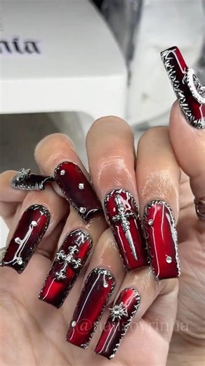 Vampire Nails EASY Tutorial 🧛🏻‍♀️🗡️🥀
