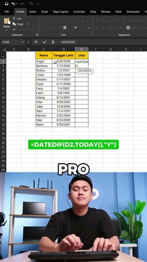 Cara cepat buat otomatis hitung umur di Excel #spreadsheetmagic #tipsexcel #exceltips