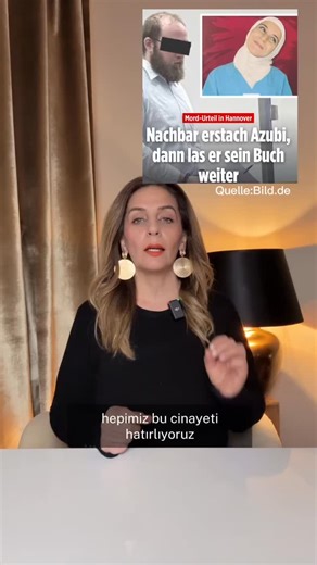 Tülay anlatıyor on Instagram: "Cezayir’den Almanya’ya hemşire olarak gelen Rahma Ayat’ın 4 Temmuz 2025’te öldürülmesine ilişkin dava sonuçlandı. Hannover Eyalet Mahkemesi, sanık Alexander K.’yı „Mord“ (Kasten Öldürme) suçundan müebbet hapis cezasına çarptırdı. Mahkeme, saldırının „haince“ işlendiğini kabul etse de ırkçı bir temel bulamadığını belirtti. Ailenin ve avukatların, olayın ırkçılık ve kadın düşmanlığı ekseninde değerlendirilmesi talebi ise kamuoyu vicdanında yankılanmaya devam ediyor.