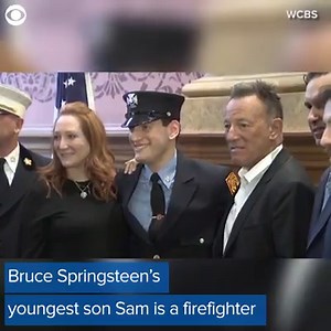 2M views · 24 reactions | Sam Springsteen, Bruce Springsteen’s youngest son, was sworn in as a Jersey City, NJ firefighter on Tuesday. Take a look at the swearing-in ceremony. | CBS Newspath | Facebook