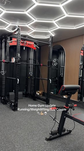 Kimberly Alexa 🇲🇽 | Watch the end to show you why we have blue mats🤭Added Wood panels, mirrors, a power rack and rogue floor mats to support the weights. Still... | Instagram