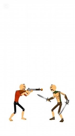 Epic Stick Fight: Red Drops His Sword and Pulls a Gun! #animation