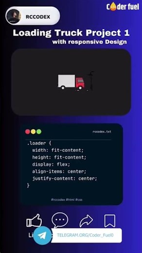 Loading Truck - Project 1 & ResponsiveLoading Animation using CSS#Shorts#YouTubeShorts#Reels #short