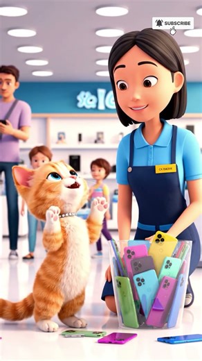 CGI Cat in the Ice Cream Parlor 🍦😻 #3danimation #9x16video #adorablekitten