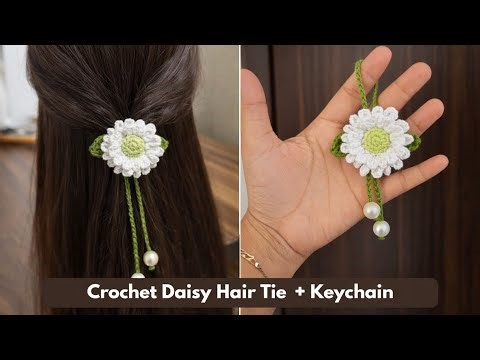 Crochet Daisy Hair Tie 🌼 | Easy Tutorial | Beginner Friendly