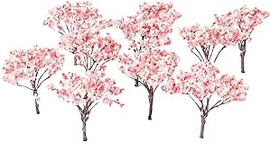 Yetaha 20Pcs Blossom Cherry Trees, Artificial Cherry Blossom Miniature Trees, HO OO Scale Model Flowers for Scenery Railroad Layout Scene Landscape Decoration