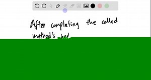 After completing the called method’s body, control is returned: a. back to the location in the calling method that made the call. b. to the last statement in the method that made the call. c. to the first statement in the method that made the call. d. to the Main( ) method. e. to the method that is listed next in the printed source code. | Numerade