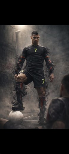 Prompt: Use the provided reference photo as the strict source for facial identity. Preserve the exact facial structure, proportions, eye shape, eyebrows, nose, lips, chin contour, beard pattern, hairline, skin tone, pores, and natural skin texture. The face must be unmistakably the same as the person in the reference photo. No stylization. No anime face. Absolute photorealism. Create an ultra-realistic cinematic scene of a professional galactic soccer player. He wears the official black uniform 