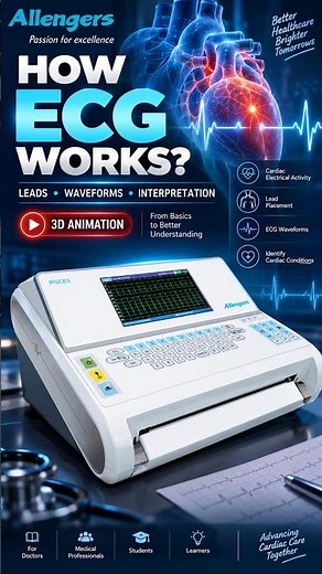 How ECG Works: Lead Placement, Waveforms & Cardiac Interpretation | 3D Animation #medicaltechnology