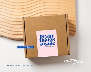 Editable Box Seal Label Design Canva, Custom Box Label Template, Printable Packaging Labels, Branded Order Packaging Stickers Editable, Cofi - Etsy