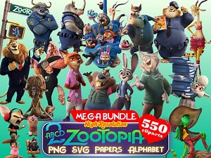 Zootopia Cliparts MEGA Bundle, Zootopia PNG Cartoon Sublimation Cliparts Collection, Zootropolis Zoomania Zootopia SVG Clip Arts Pack Bundle - Etsy