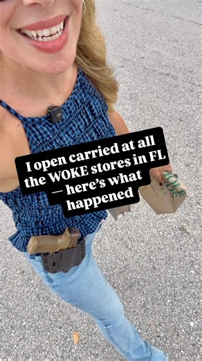 Samantha Borgos on Instagram: "Totally didn’t expect that to happen at the end!Whole Foods  Will you be Open Carrying or Concealing? #selfdefense #familyprotection #firearmstraining #guntraining #pewpewlife #concealedcarry #tacticaltraining #Defensetraining #Floridagunowners #personalprotection #rangeday #womenwhoshoot #tacticalfamily #familyselfdefense #floridatraining #gunowners"