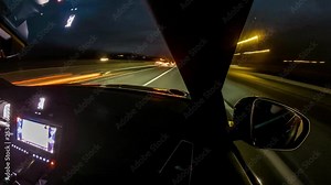 Car driving hyperlapse - inside view, right side