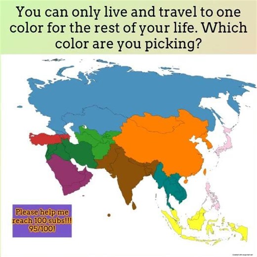 You can only live and travel to one color for the rest of your life. Which color do you pick? (ASIA)