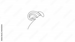 Animation of single line drawing of funny cute goat head for stock breeding logo identity. Lamb mascot emblem concept for animal husbandry icon. Continuous line self draw animated. Full length motion.