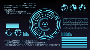 Digital technology elements, Hitech style tech HUD element