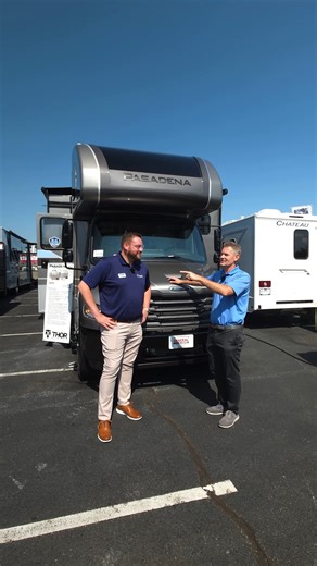 74K views · 898 reactions | Introducing your new adventure headquarters. Meet the 2026 Pasadena SV 38DX, featuring 1.5 baths, a stackable washer and dryer in the bedroom closet, and a striking new exterior full-body paint. Tour this Super C RV and build your own at www.thormotorcoach.com/pasadena-sv. | Thor Motor Coach | Facebook