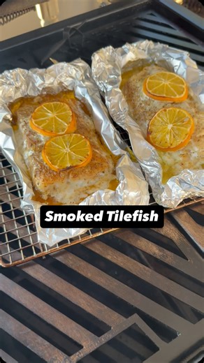 Adam & Abby Booth on Instagram: "Smoked golden tilefish on the Hasty Bake. This is our first time trying this particular fish and 👌🏼 yep, it’s delicious. #abomadventures #hastybake #smokedfish #instafood #abombbq"