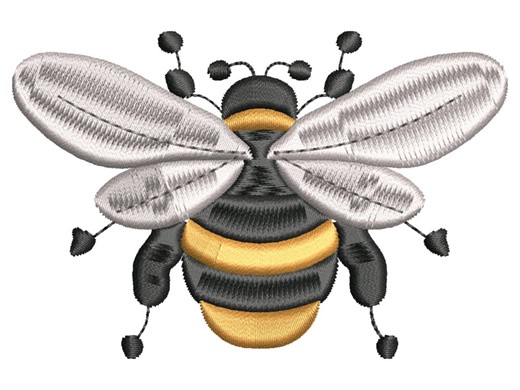 Plump bee embroidery design textured wing insect machine embroidery pattern (Digital Download)