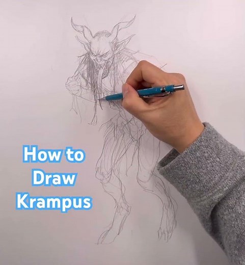How to Draw Krampus #frankchoartist #krampus #santa #christmas #howtodraw #sketch #draw #art