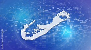 Bermuda 3D Map on Minimal Background Multi Purpose Background with Ripples and Boxes with 3D Country Map Useful for Politics, Elections, Travel, News and Sports Events