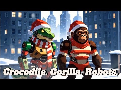 Crocodile & Gorilla Robot Christmas Lofi ❄️ Cozy Winter Rooftop Beats for Study & Chill