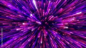 Abstract colorful dust explosion of particles, movement of glowing particles, speed of light, fireworks from dots and particles, space scene, futuristic background. Seamless loop 4k video.