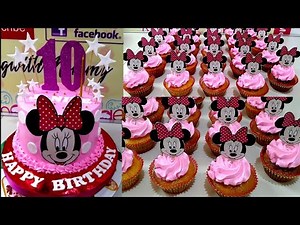 Minnie mouse cake and cupcake with boiled icing frosting || easy tutorial