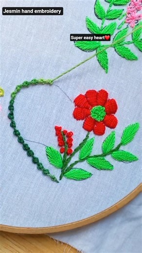 beautiful heart embroidery tutorial ❤️#stitch#stitchtricks#success#heart#embroidery#art#diy#yt