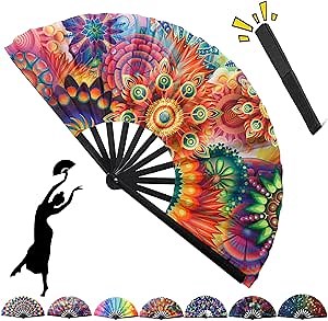 Clacking Fans for Line Dancing, Large Handheld Folding Popping Fans for Dancing, Bulk Line Dancing Cowboy Fan That Make Sounds for Festival,Dance,Party, Wedding Dance Church(A)
