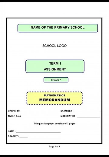 Mathematics Grade 7 Memorandum Overview