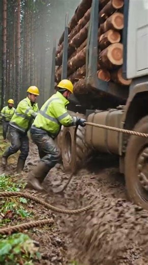Stuck in the Mud – Can This Giant Logging Truck Escape? #truck #shorts #viral