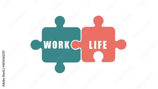 Work life puzzle animation representing balance, effort, and wellbeing in modern professional life