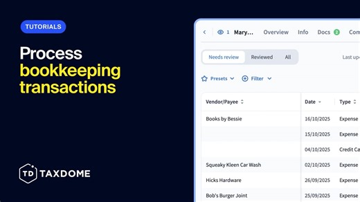 Process bookkeeping transactions