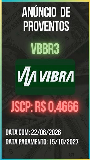 Anúncio de Proventos - VBBR3 - VIBRA ENERGIA