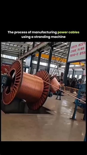 EXPLAINING_ERA... on Instagram: "This post captures the manufacturing process of power cables using a stranding machine ⚡🏭 This machine twists multiple fine copper wires together to form a single strong and flexible conductor, which becomes the core of electrical cables. 🔌 Conductor Material: High-purity copper is used to ensure excellent electrical conductivity and durability. ⚙️ Process: Known as stranding or laying up, individual copper wires are combined into one unified core to improve st