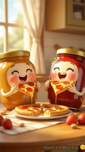 Peanut Butter & Jam Make Pizza Together 🍕 | Cute 3D Animation Short😋