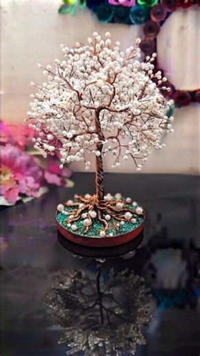 DIY beautiful pearl tree craft idea #diy #craft #homedecor #art #wire #pearl