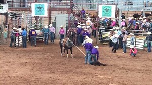 Haley Kiehne and Travis Kiehne of NM come in high call in the parent ribbon roping and get the job done with a short round time of 10.57 and 27.78 on 3 head to take home the saddle and a Big Bag of Cash at the Best of the Best in Gallup, NM! | Rodeo Life