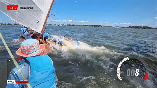 Yesterday, the Chesapeake Bay Log Canoe fleet experienced a significant setback when all the larger canoes in the fleet sustained spar damage by the end of the day's races. This video clip is taken at the first windward mark of the second race. As we navigated the windward mark and released the fine tune on the foresheet, our fore trimmer moved to release the coarse trim, only to find it still under excessive pressure, making it impossible to pull from the can cleat. When it finally released, th