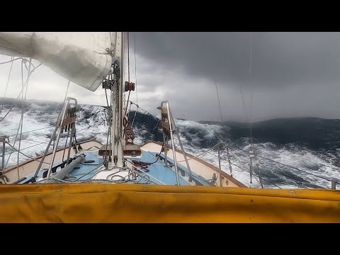 North Atlantic Solo Sailing, Rogue Wave Knockdown and Gale Conditions in the Gulfstream, Westsail 32