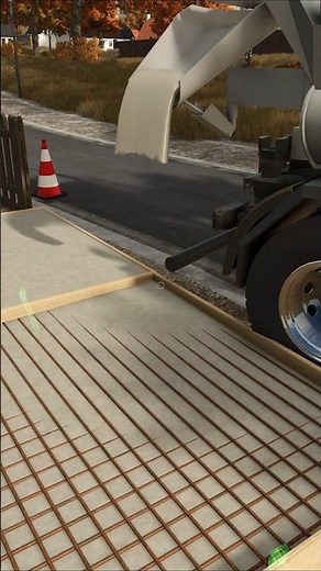 POURING CONCRETE DRIVEWAY WITH MERCEDES MIXER! 🚛🚨! | Farming Simulator 25 #shorts #farmingsimulator