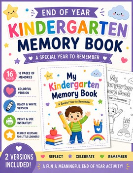 Kindergarten Memory Book | End of Year Activity | Last Day of School Keepsake